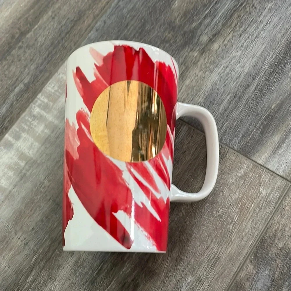 Starbucks Coffee Ceramic Mug Cup 2014 Gold Circle